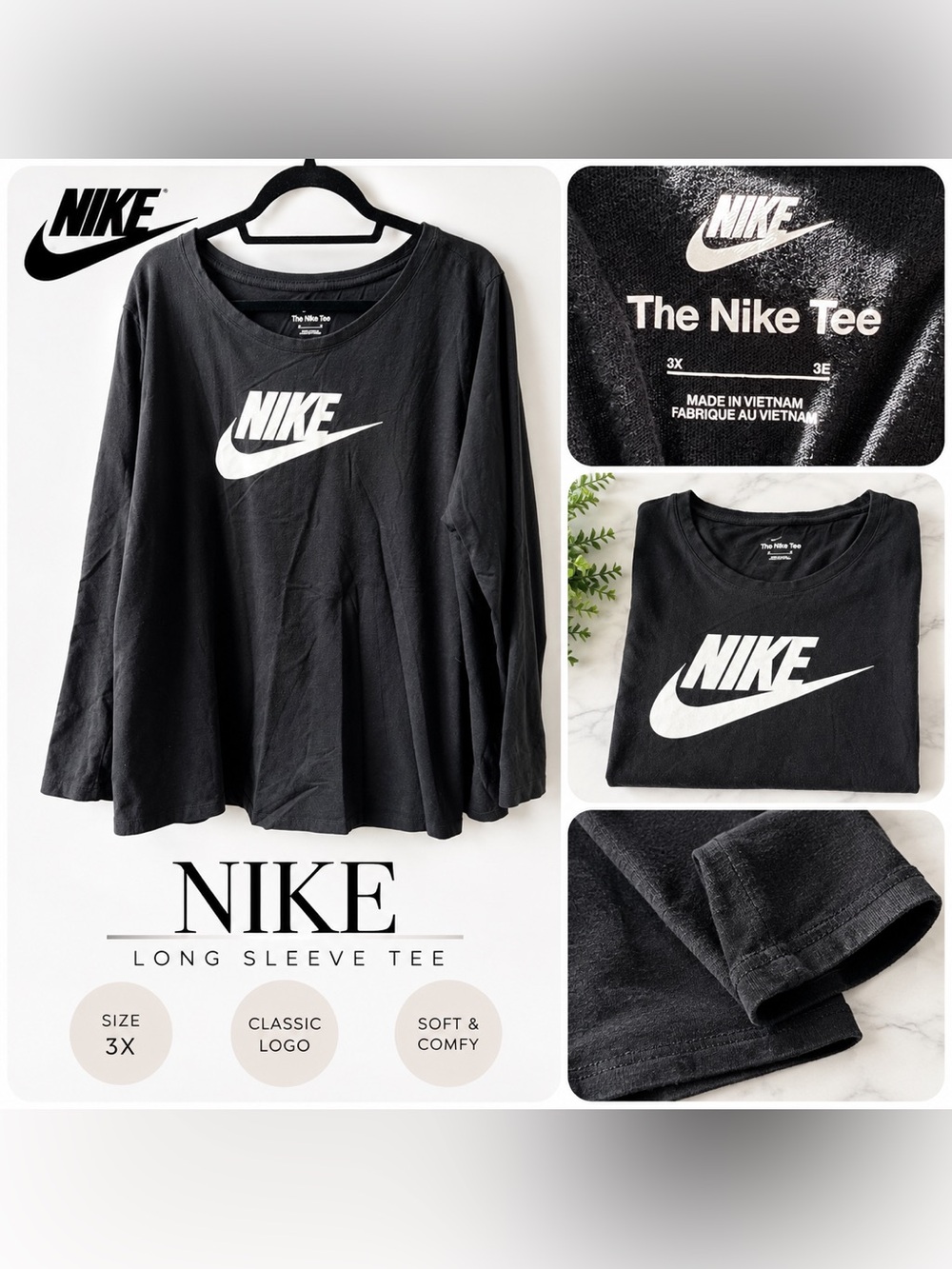 Nike The Nike Tee Black Long Sleeve Shirt Size 3X